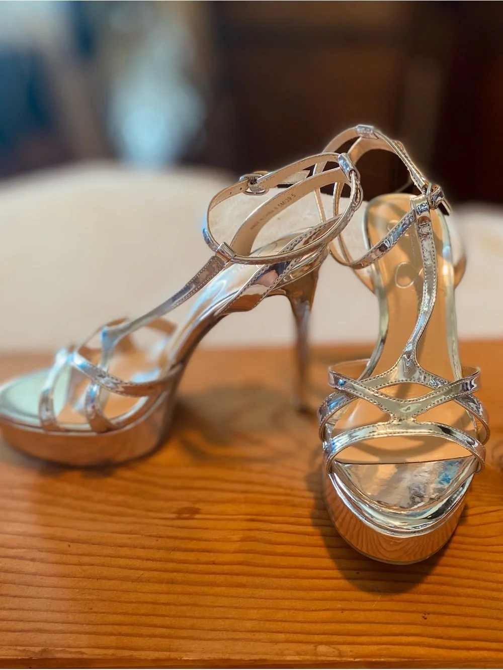 NEW Jessica Simpson Silver Strappy Platform Heels, Shine Bright at Night